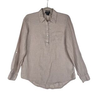 Jones New York 100% Linen Tunic Top Women's Size Small Roll Tab Sleeve